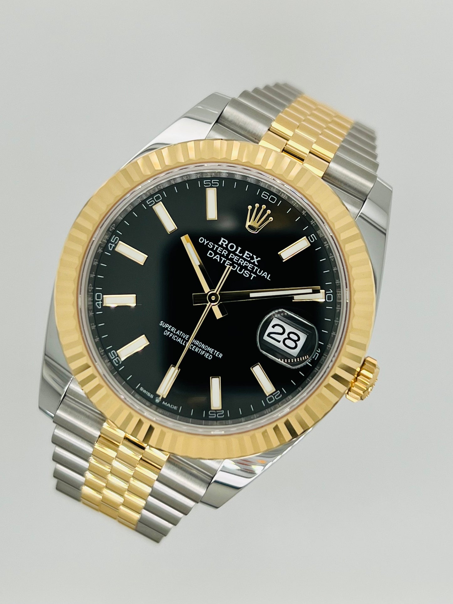 Rolex Datejust 41mm Black Dial Two Tone Men's Gold & Steel Watch Model #126333