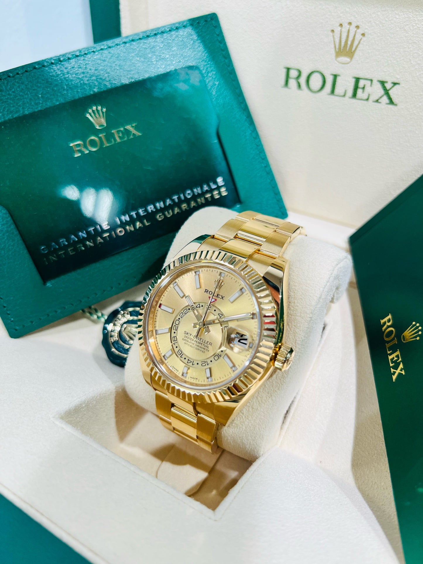 Rolex Sky-Dweller 42mm Champagne Dial Gold Men's Watch Model #326938