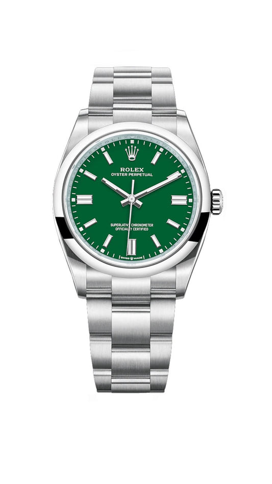 Rolex Oyster Perpetual 36mm Green Dial Steel Midsize Unisex Watch Model # 126000