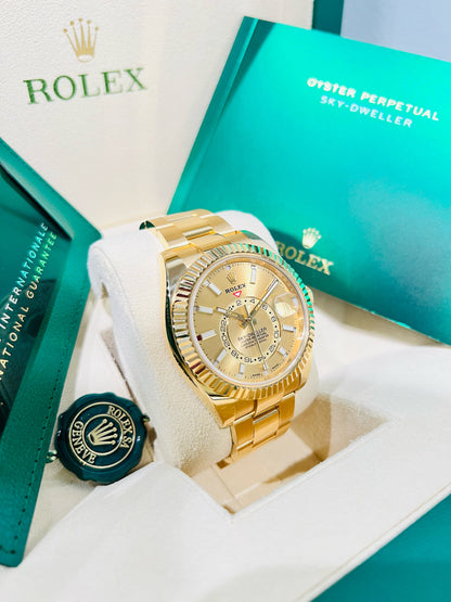 Rolex Sky-Dweller 42mm Champagne Dial Gold Men's Watch Model #326938