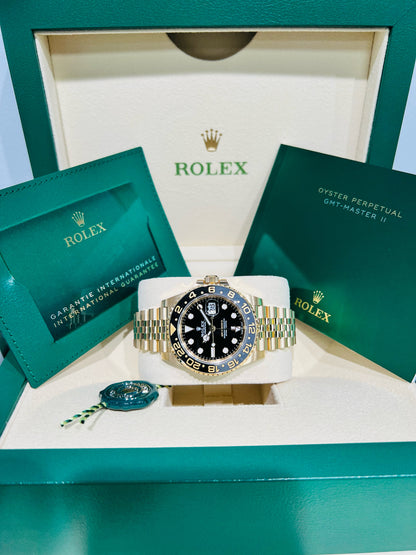 Rolex GMT-Master II 18k Yellow Gold Men's Watch Model #126718GRNR