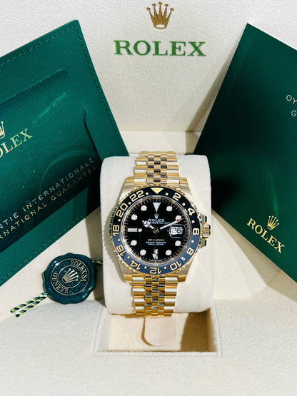 Rolex GMT-Master II 18k Yellow Gold Men's Watch Model #126718GRNR