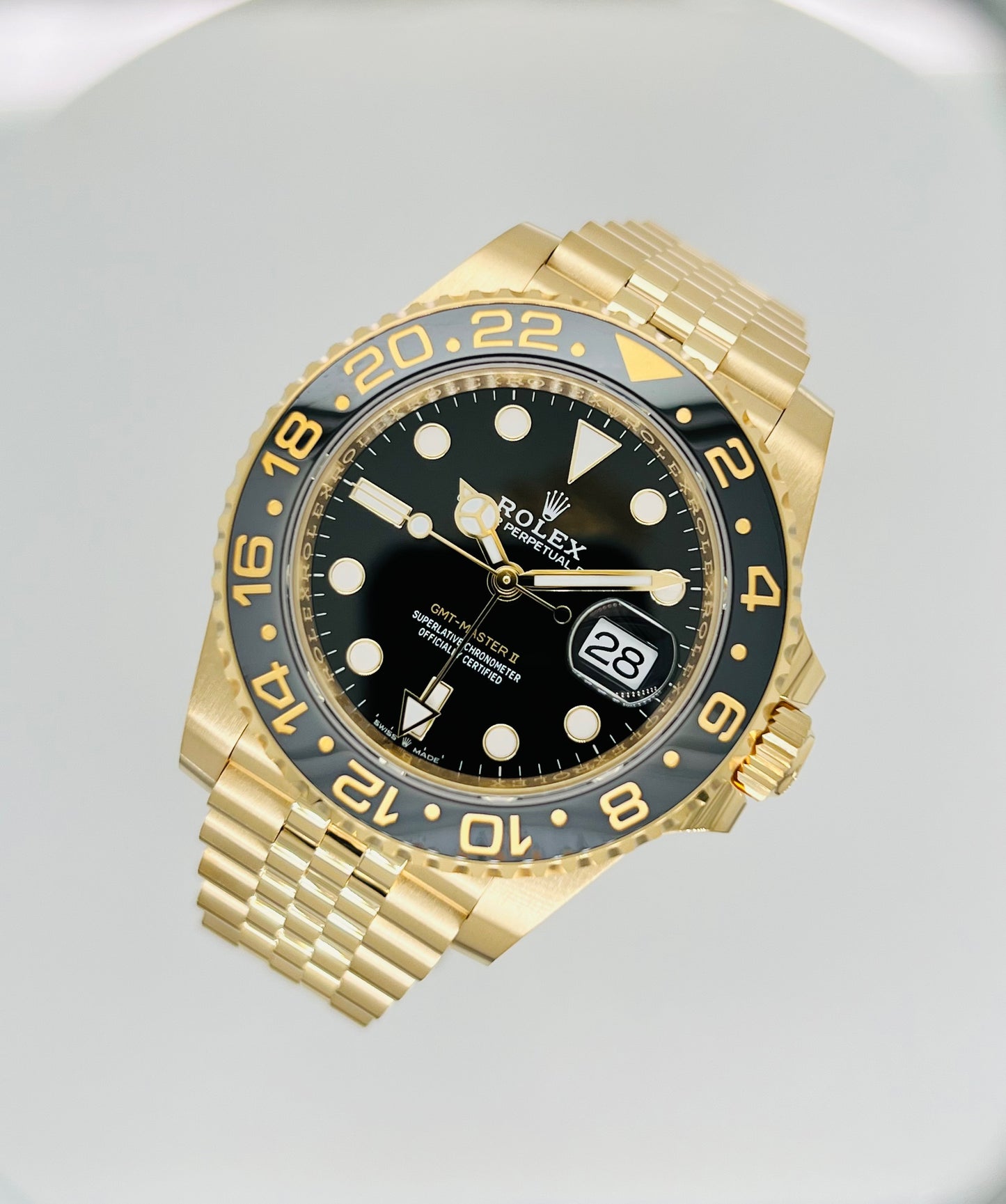 Rolex GMT-Master II 18k Yellow Gold Men's Luxury Watch Model #126718GRNR