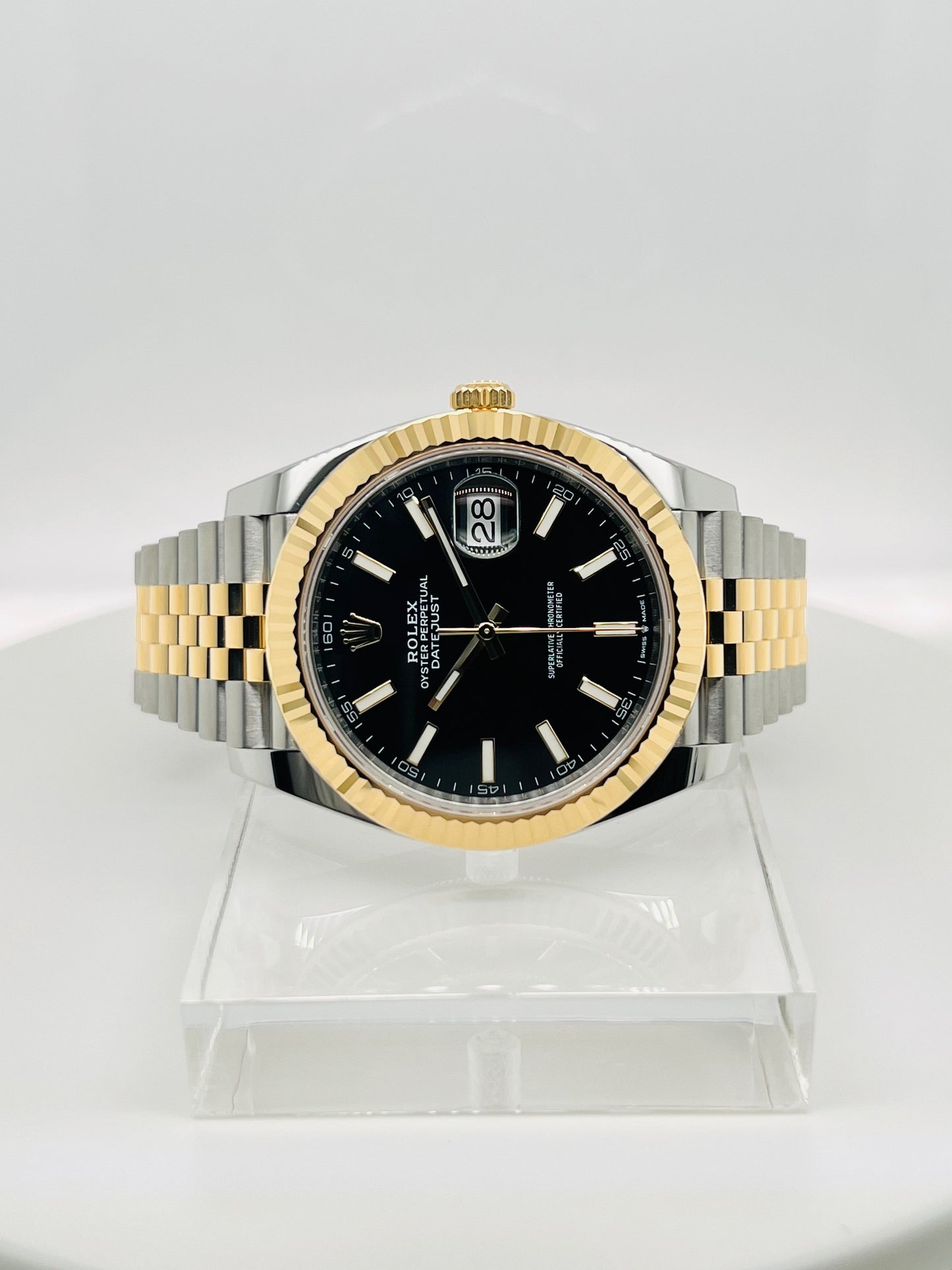 Rolex Datejust 41mm Black Dial Two Tone Men's Gold & Steel Watch Model #126333