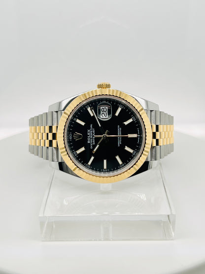 Rolex Datejust 41mm Black Dial Two Tone Men's Gold & Steel Watch Model #126333