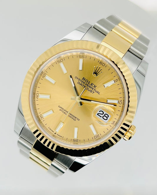 Rolex Datejust 41mm, Fluted Bezel Gold & Steel Watch Model #126333