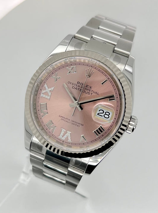 Rolex Datejust 36mm Pink Dial Oystersteel Bracelet Unisex Watch Model # 126234
