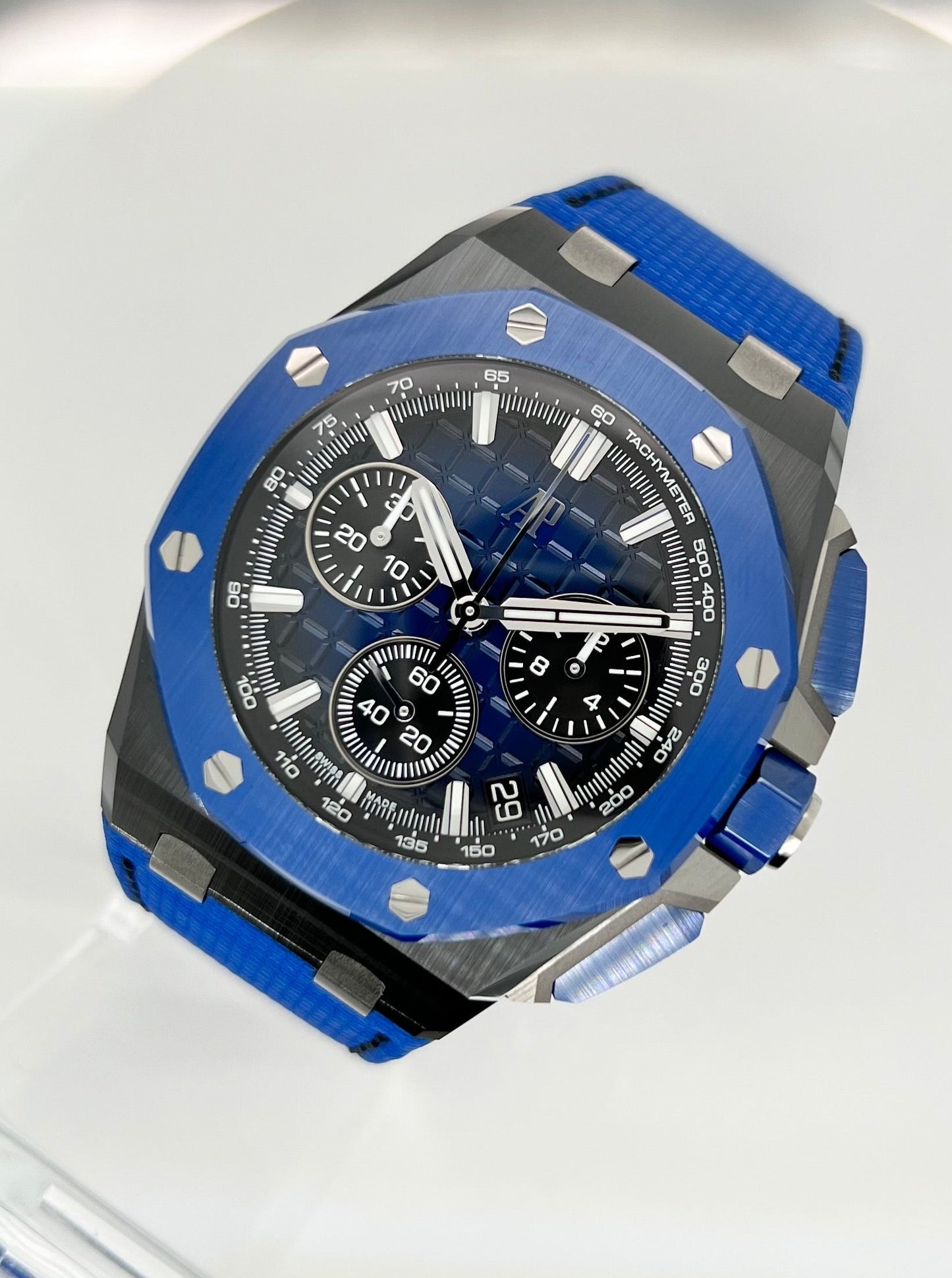 Audemars Piquet Royal Oak Offshore Chronograph 43mm Black Ceramic Case and Blue Bezel Model # 26420CE.OO.A043VE.01