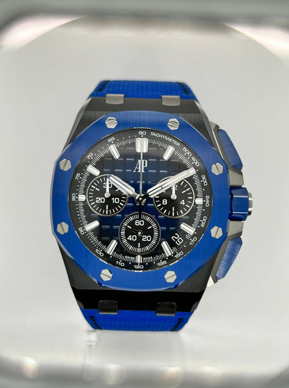 Audemars Piquet Royal Oak Offshore Chronograph 43mm Black Ceramic Case and Blue Bezel Model # 26420CE.OO.A043VE.01