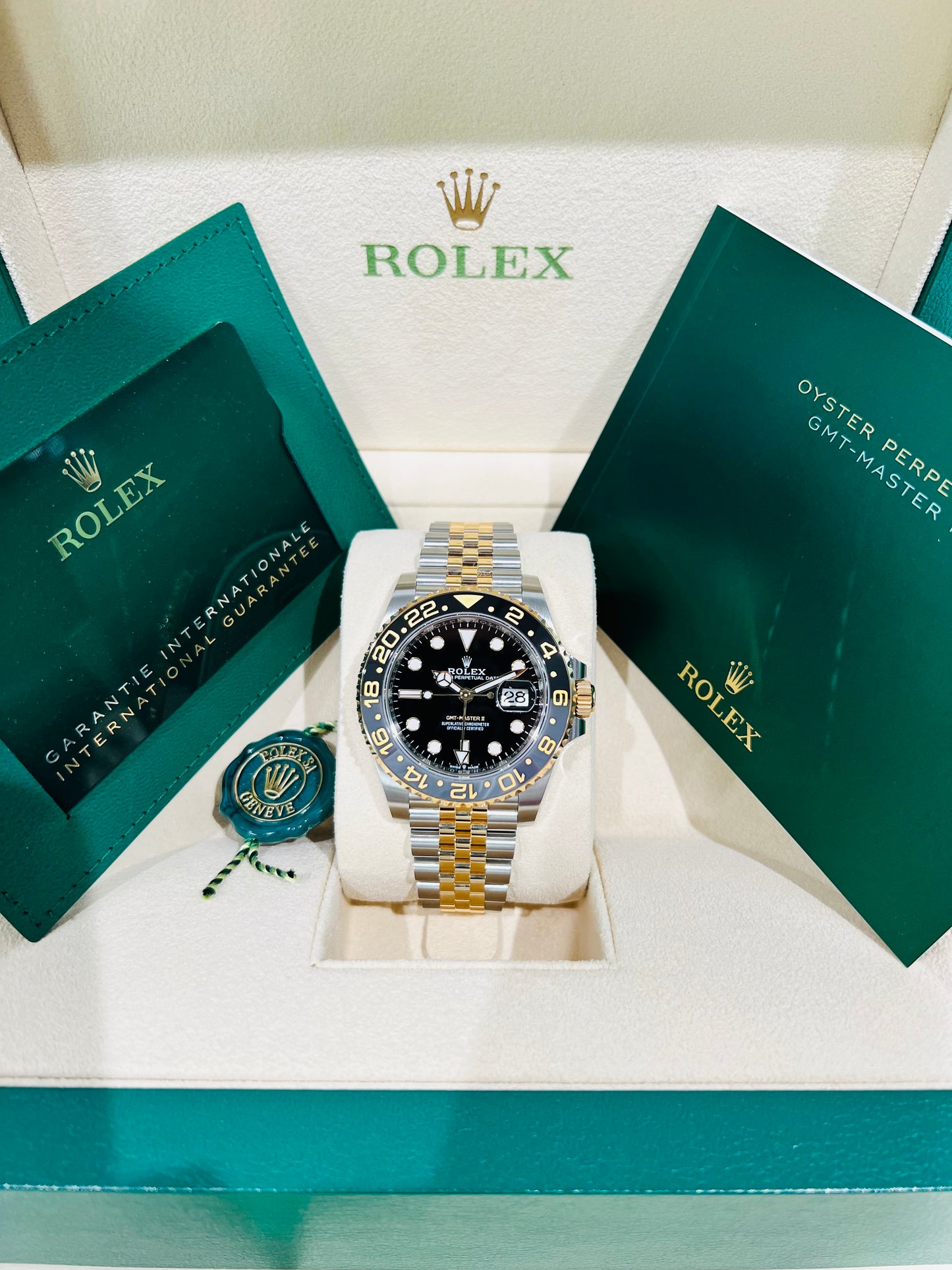 Rolex GMT-Master II  40mm, Yellow Gold & Steel Men's Watch Model #126713GRNR