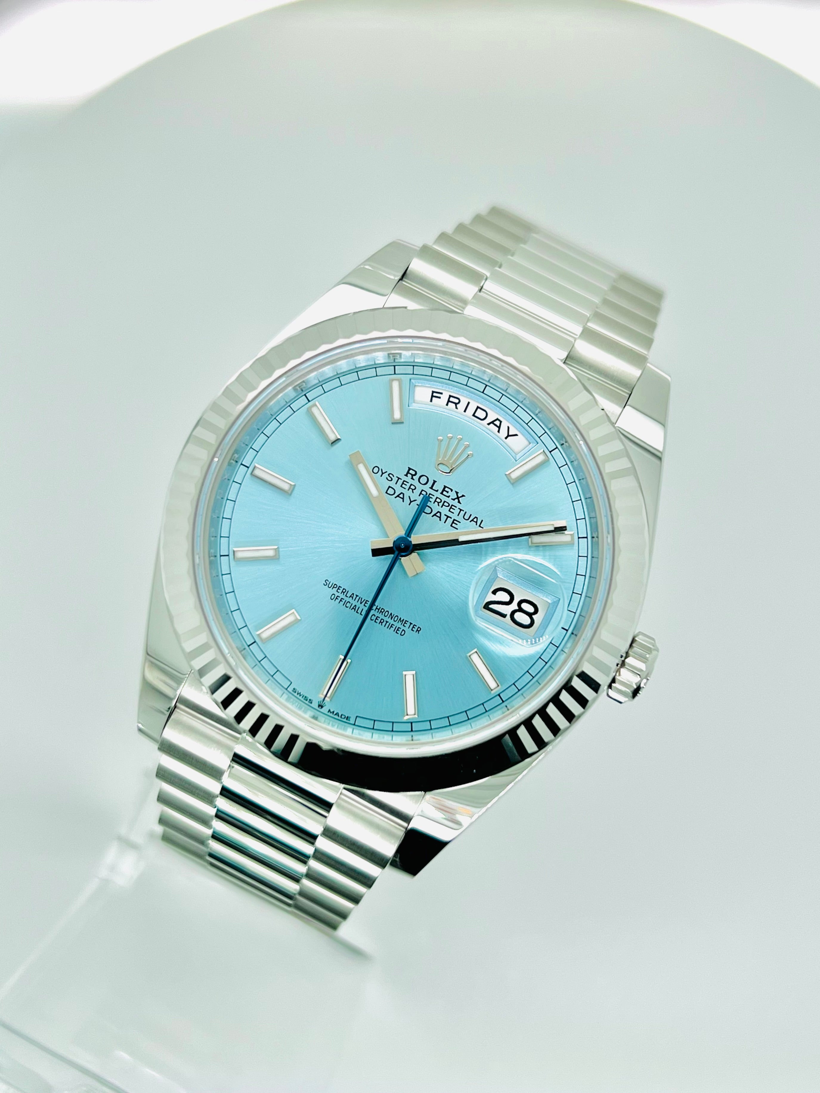 Rolex president clearance platinum ice blue