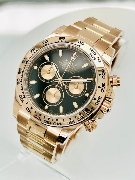 Rolex Cosmograph Daytona 40mm Black Dial Everose Gold Men's Luxury Watch Model #116505