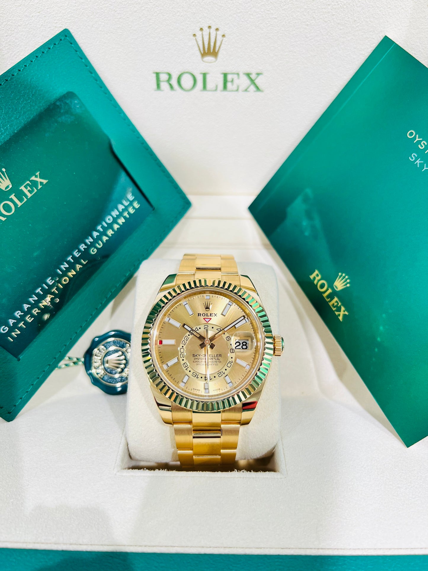 Rolex Sky-Dweller 42mm Champagne Dial Gold Men's Watch Model #326938