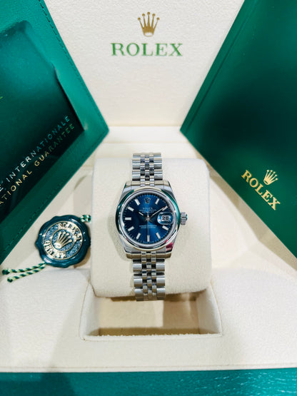 Rolex Datejust ladies Watch 26mm, Blue Dial, Jubilee Bracelet, Smooth Bezel  model# 179160