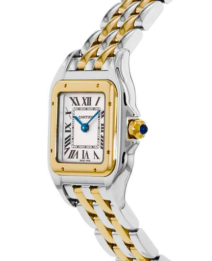 Panthers De Cartier Watch Small Model, Quartz Movement, Yellow Gold, Steel, White Dial, 23mm, Ladies Watches .  Model # W2PN0006