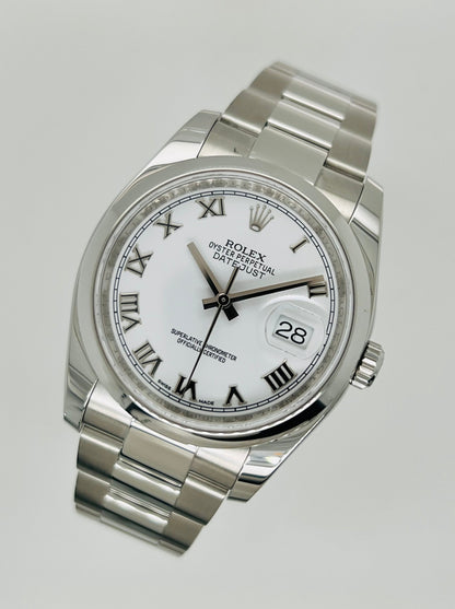 Rolex Datejust 36mm, White Dial Roman Numerals Watch Model #126200