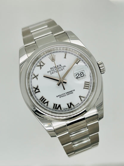 Rolex Datejust 36mm, White Dial Roman Numerals Watch Model #126200