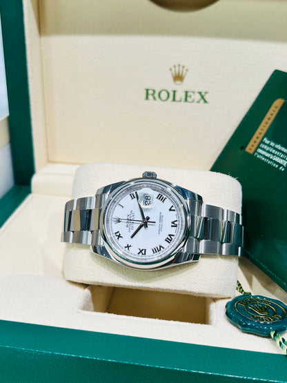 Rolex Datejust 36mm, White Dial Roman Numerals Watch Model #126200