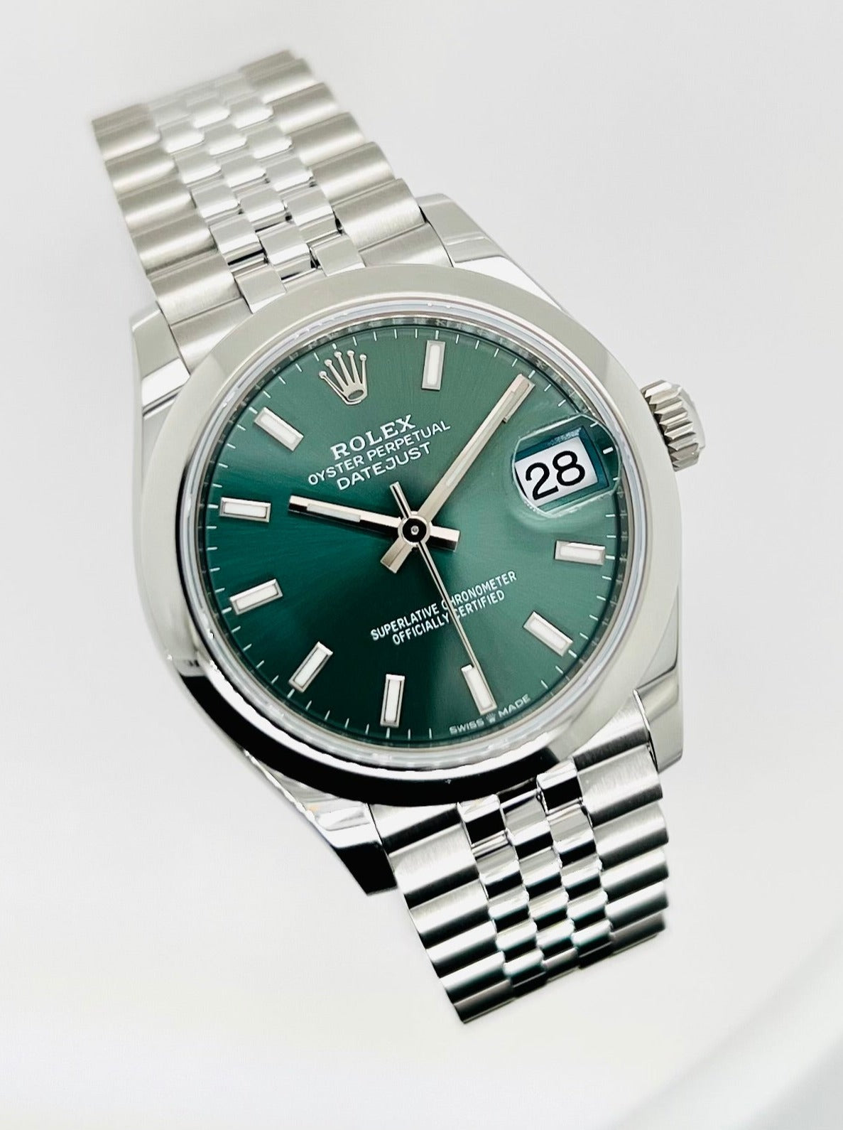 Rolex Lady Datejust Midsize, 31mm, Green Dial Stainless Steel Jubilee Bracelet.  Model # 278240