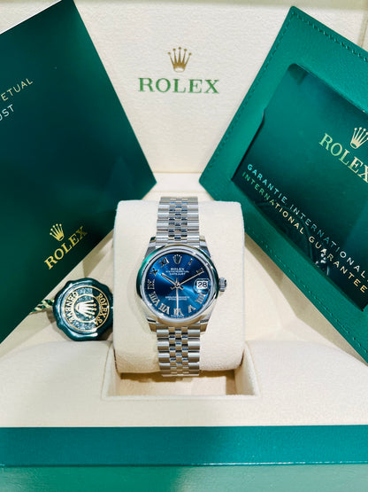 Rolex Datejust 31 Blue Dial Jubilee Bracelet Women's Watch 278240