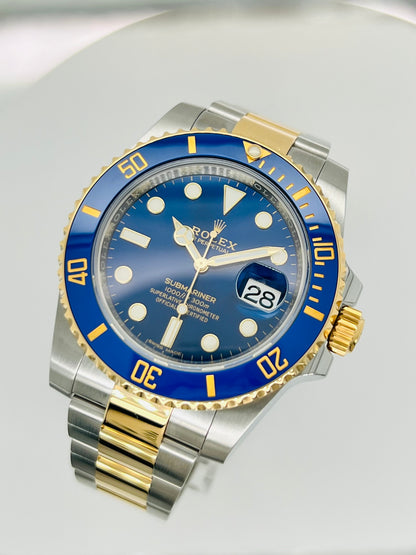 Rolex Submariner Blue Dial 40mm Two Tone 18K Yellow Gold Men's Luxury Watch Model  # 116613