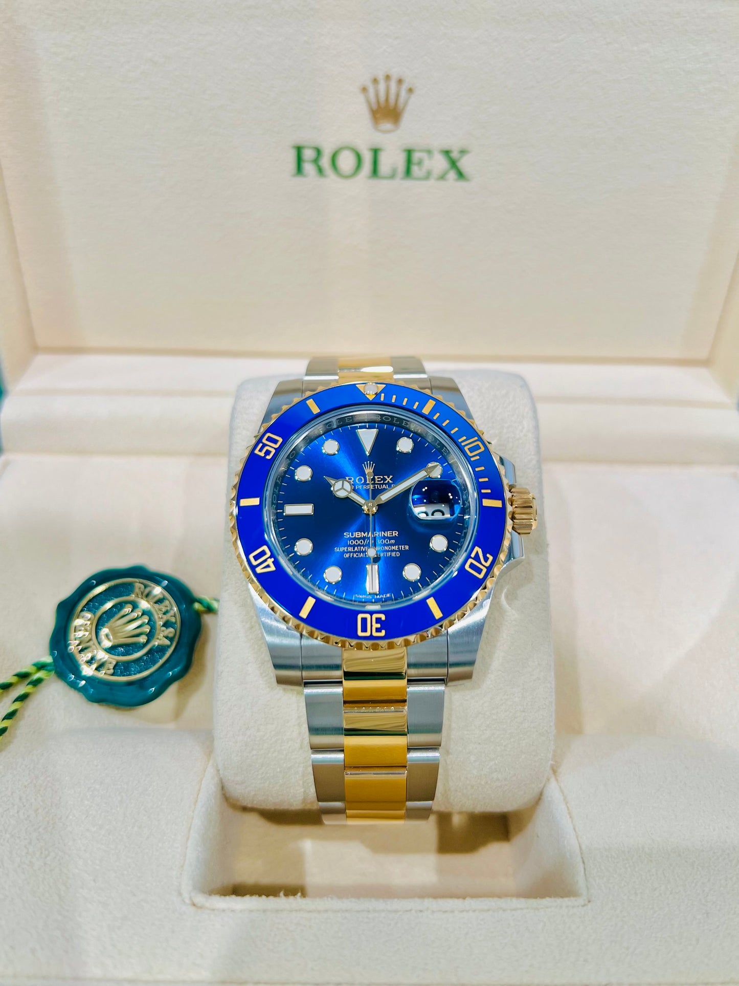 Rolex Submariner Blue Dial 40mm Two Tone 18K Yellow Gold Men's Luxury Watch Model  # 116613