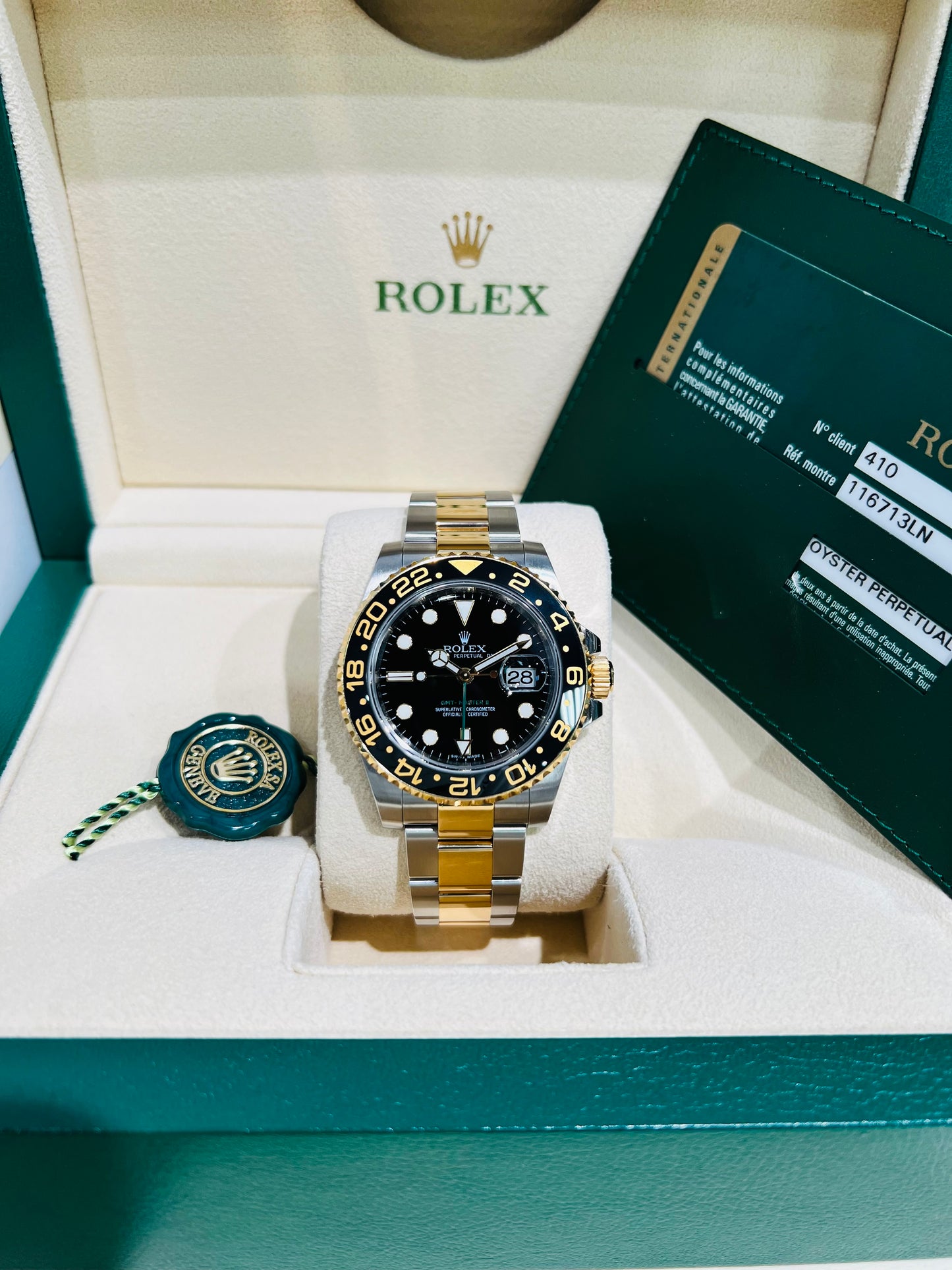 Rolex GMT-Master II 40mm, Two-Tone Black Dial Men's Watch model #116713LN