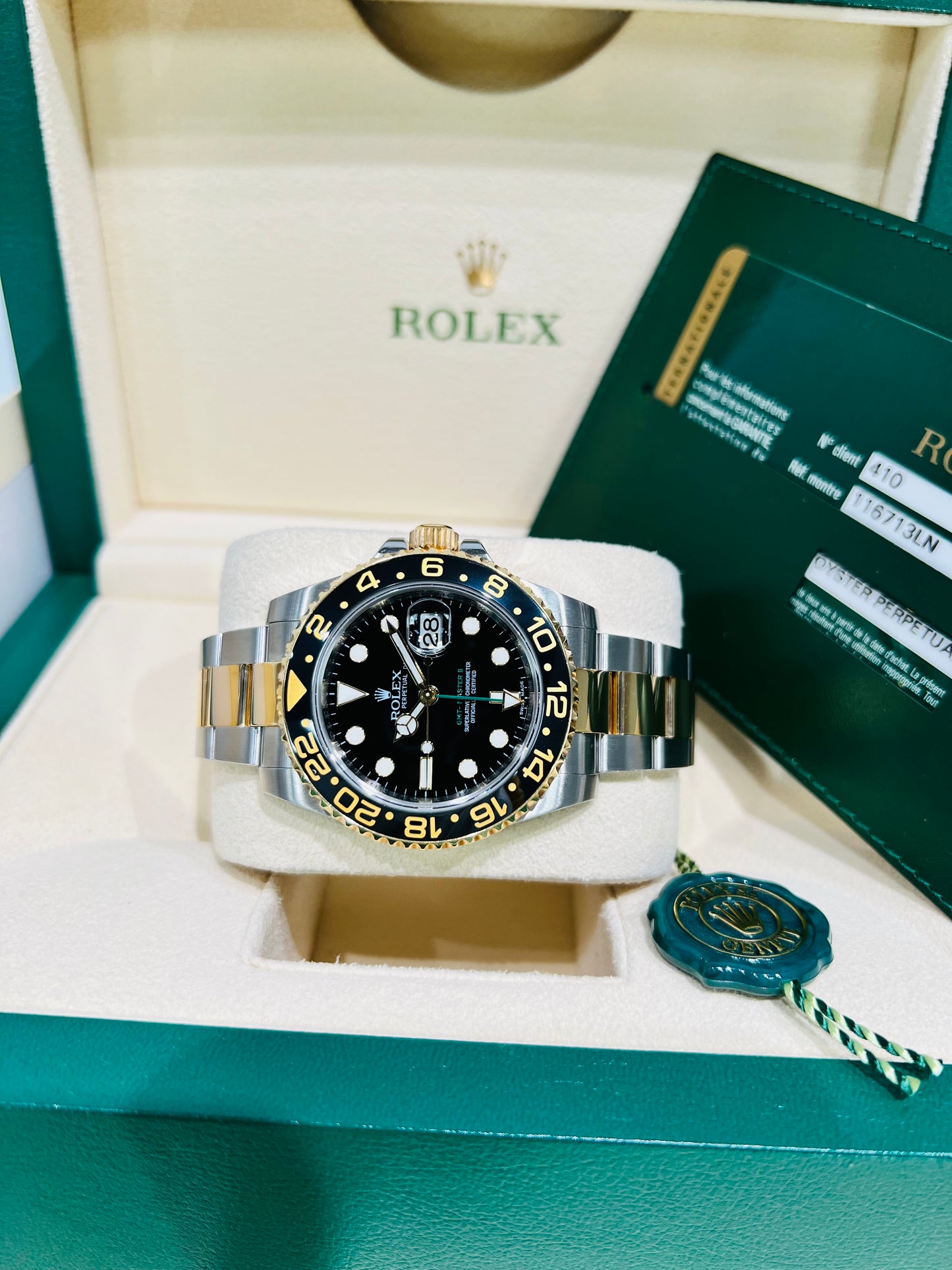 Rolex GMT-Master II 40mm, Two-Tone Black Dial Men's Watch model #116713LN