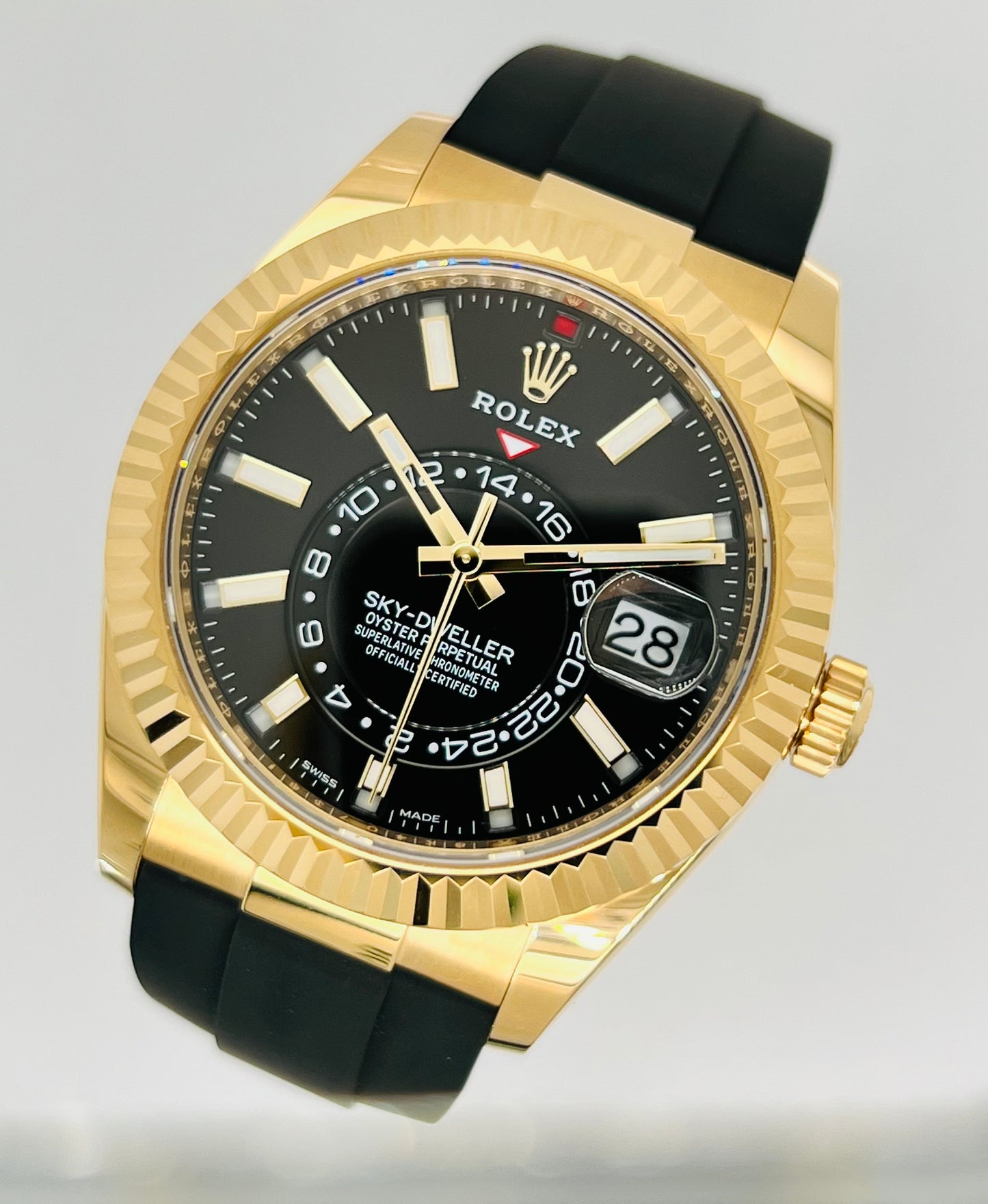 Rolex Sky-Dweller 42mm Black Dial 18k Yellow Gold Men's Luxury Watch Model #326238