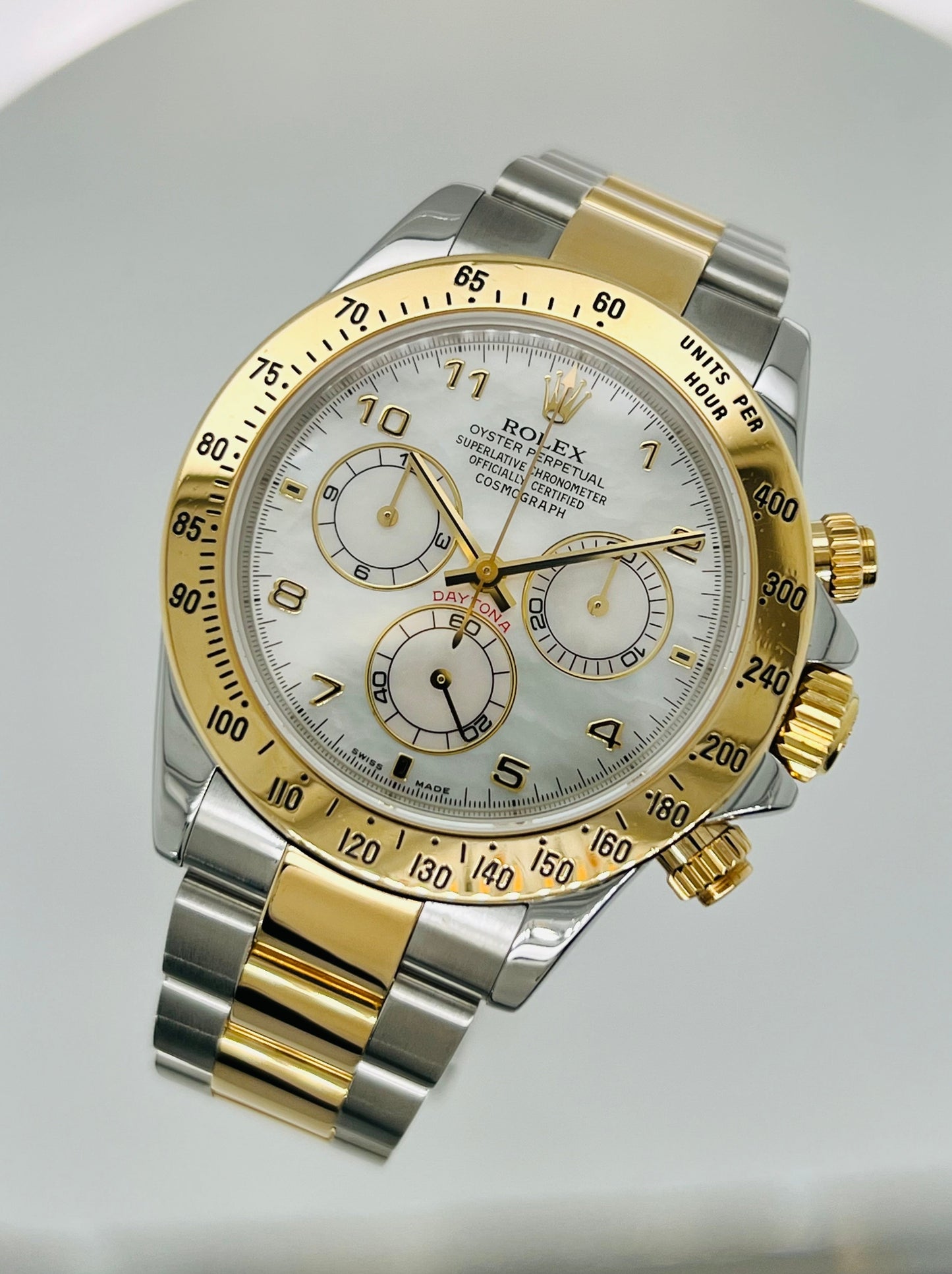 Rolex Cosmograph Daytona 40mm Mother of Pearl Dial Two Tone Men's Luxury Watch Model #116523