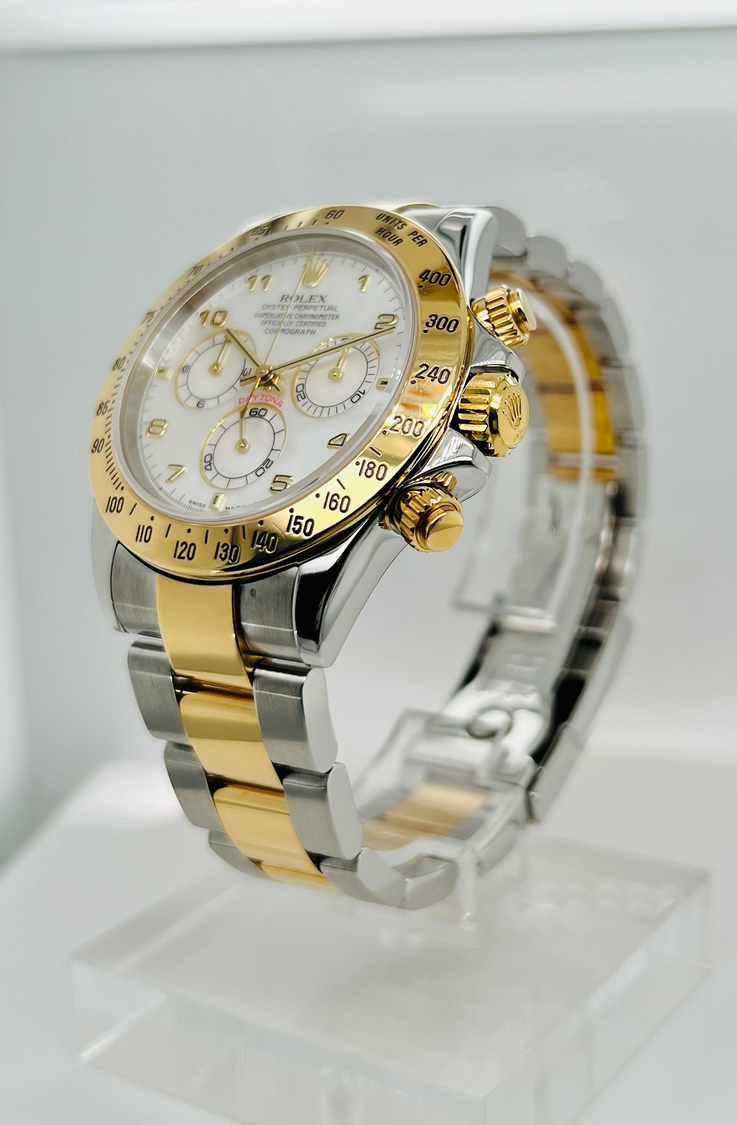 Rolex Cosmograph Daytona 40mm Mother of Pearl Dial Two Tone Men's Luxury Watch Model #116523