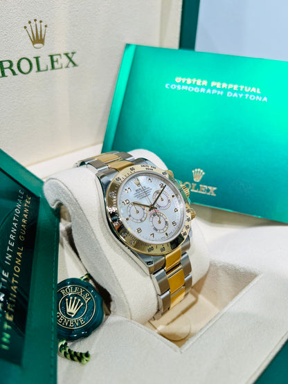 Rolex Cosmograph Daytona 40mm Mother of Pearl Dial Two Tone Men's Luxury Watch Model #116523