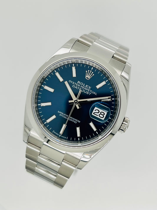 Rolex Datejust 36mm, Blue Dial Index Hour Markers Watch Model #126200