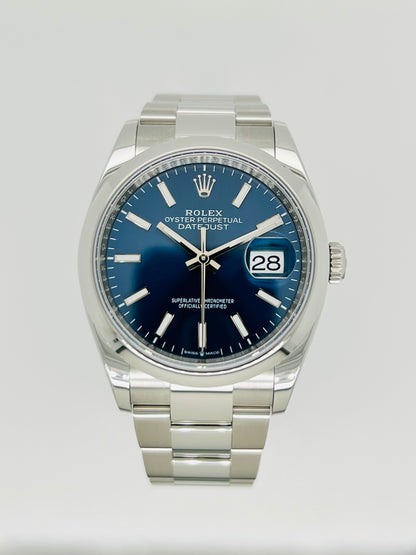 Rolex Datejust 36mm, Blue Dial Index Hour Markers Watch Model #126200