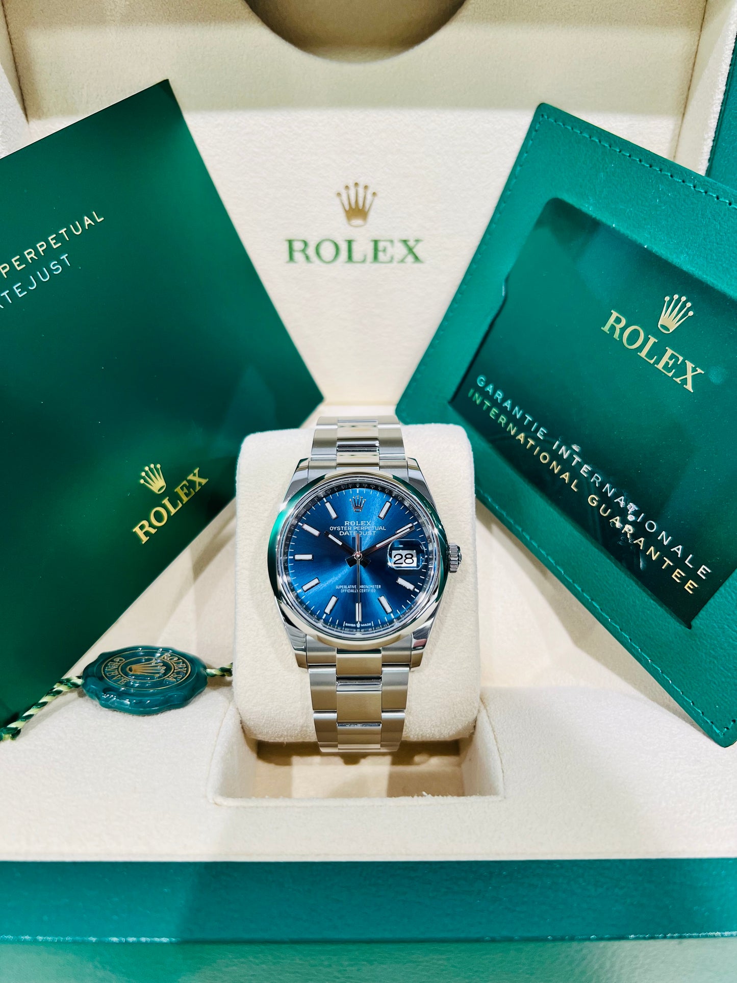 Rolex Datejust 36mm, Blue Dial Index Hour Markers Watch Model #126200