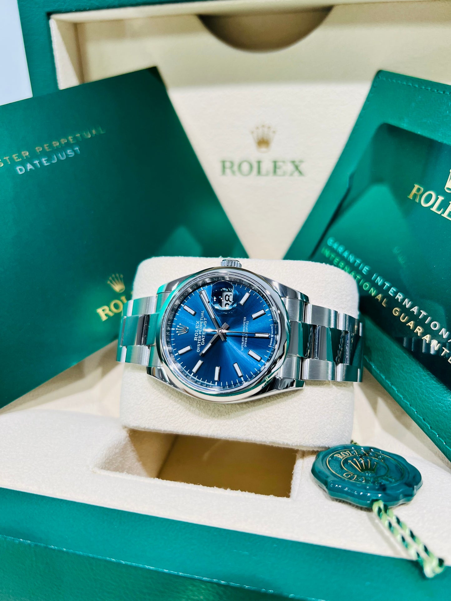 Rolex Datejust 36mm, Blue Dial Index Hour Markers Watch Model #126200