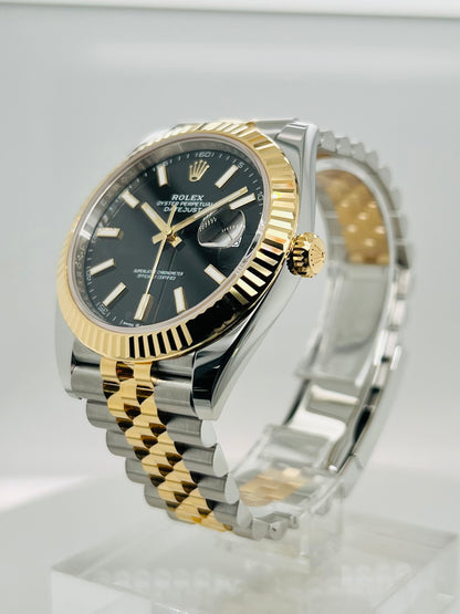 Rolex Datejust 41mm Black Dial Two Tone Men's Gold & Steel Watch Model #126333