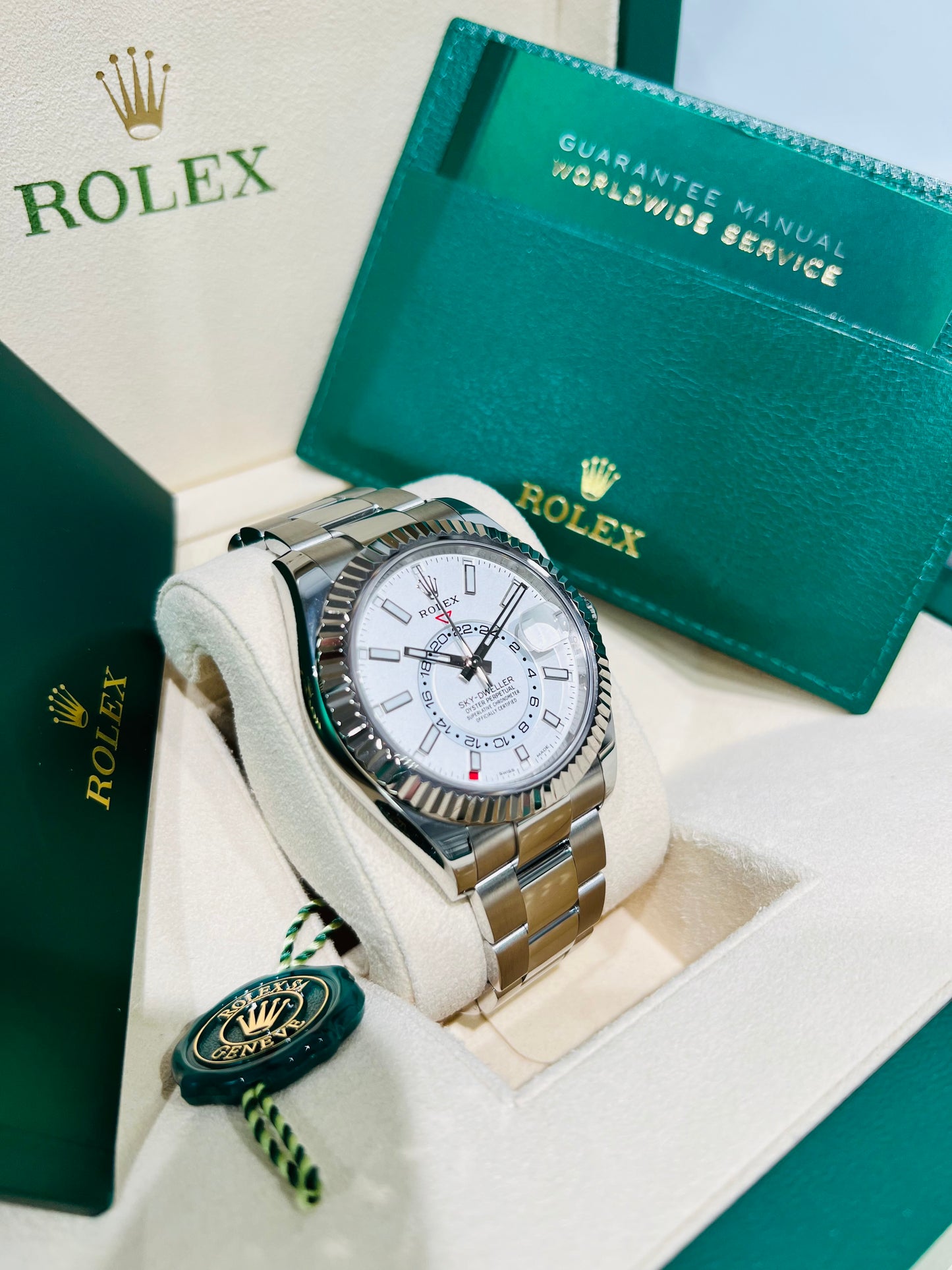 Rolex Sky-Dweller 42mm White Dial Fluted Bezel Men's Luxury Watch Model #326934