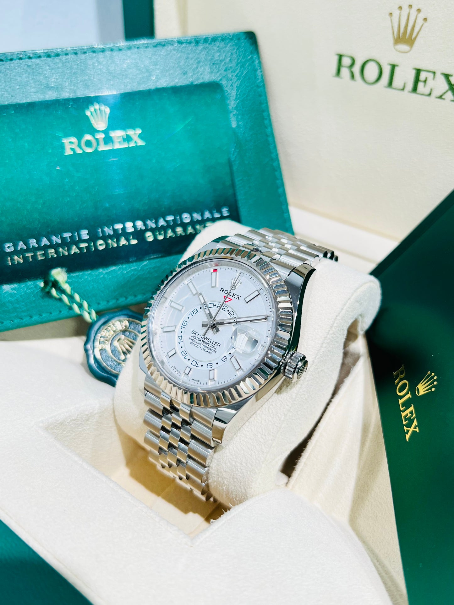 Rolex Sky-Dweller 42mm White Dial Jubilee Men's Luxury Watch Model #326934