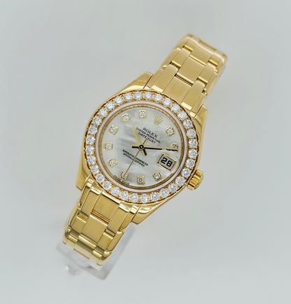 Rolex Pearlmaster Solid 18k Yellow Gold Diamond Women's Watch Model #80298