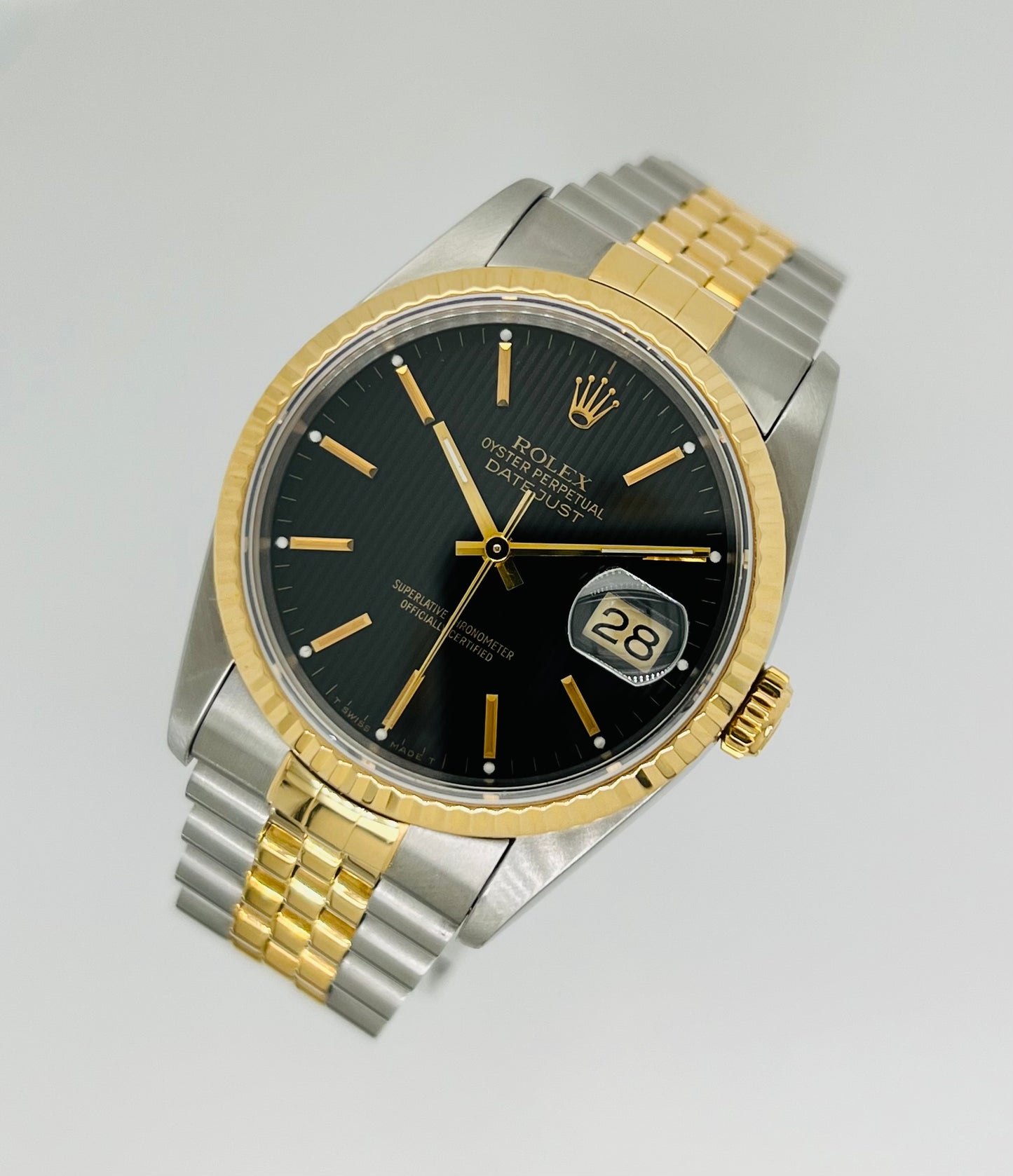 Rolex Datejust 36mm, Black Dial Two-Tone Men's / Unisex Watch Model #16233