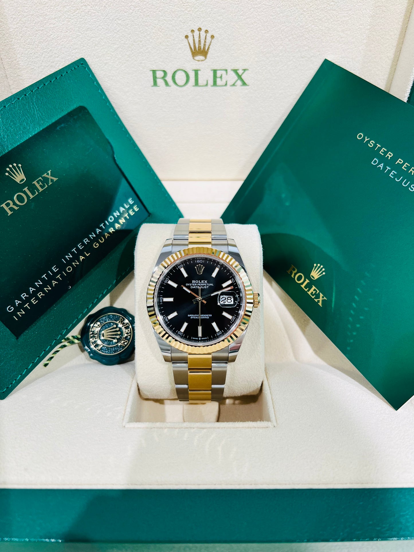 Rolex Datejust 41 Black Dial Fluted Bezel Watch Model #126333