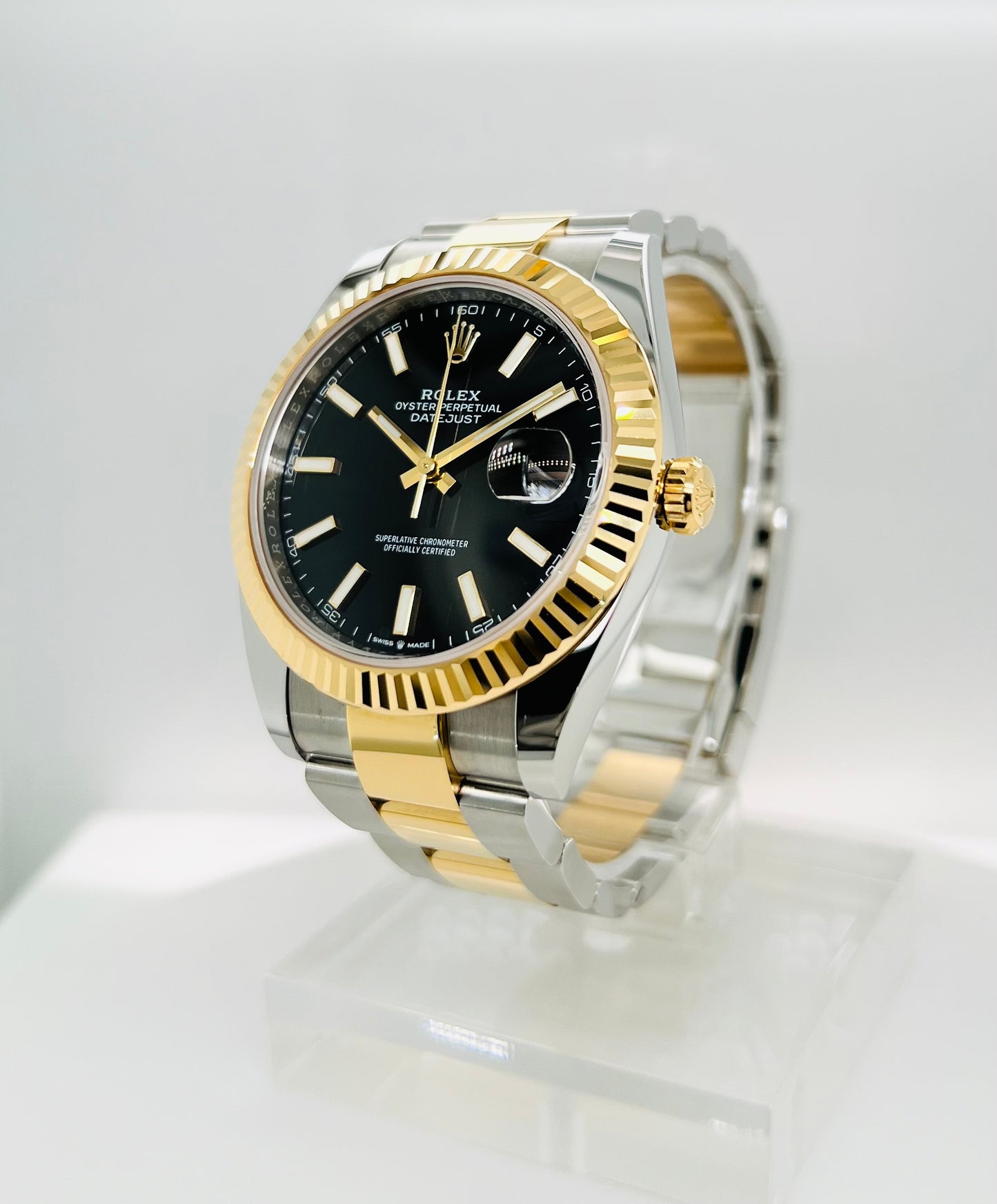 Rolex Datejust 41 Black Dial Fluted Bezel Watch Model #126333