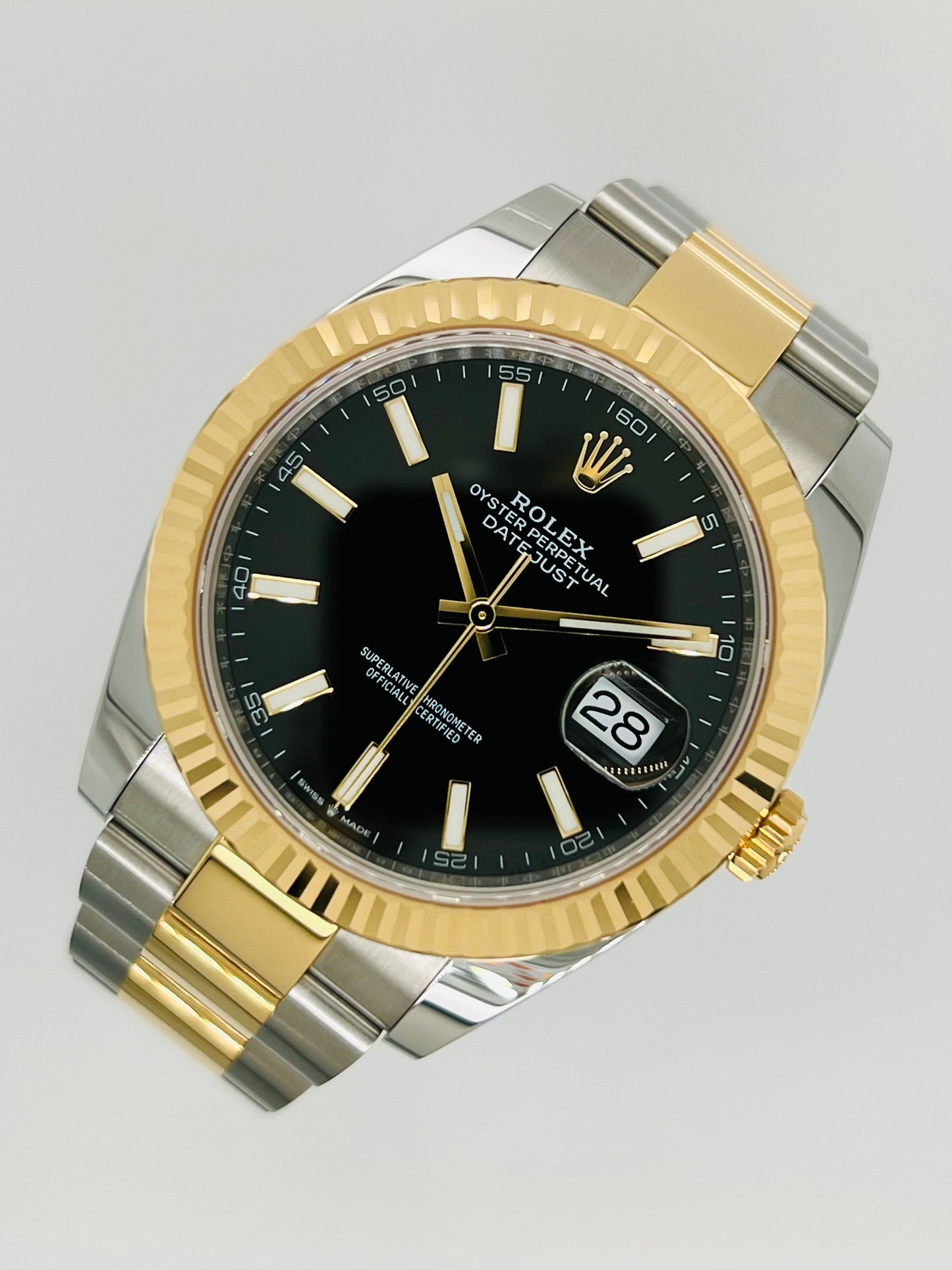 Rolex Datejust 41 Black Dial Fluted Bezel Watch Model #126333