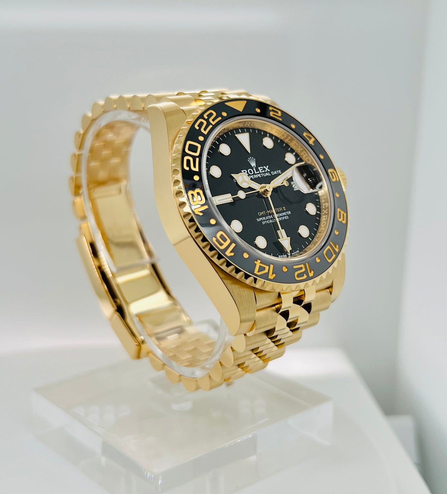 Rolex GMT-Master II 18k Yellow Gold Men's Watch Model #126718GRNR