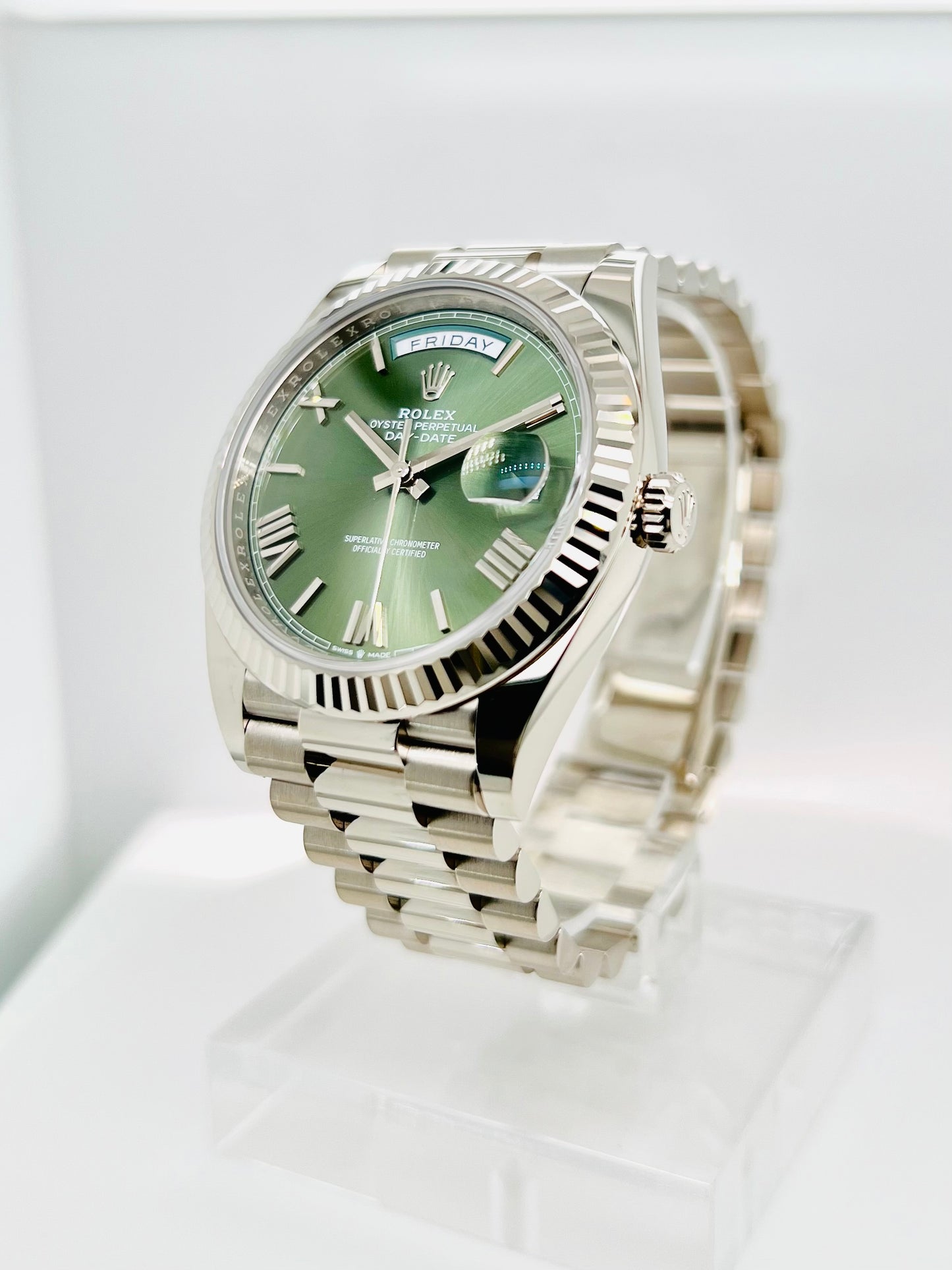 Rolex Day-Date 40 Green Dial White Gold Men's Luxury Watch Model #228239