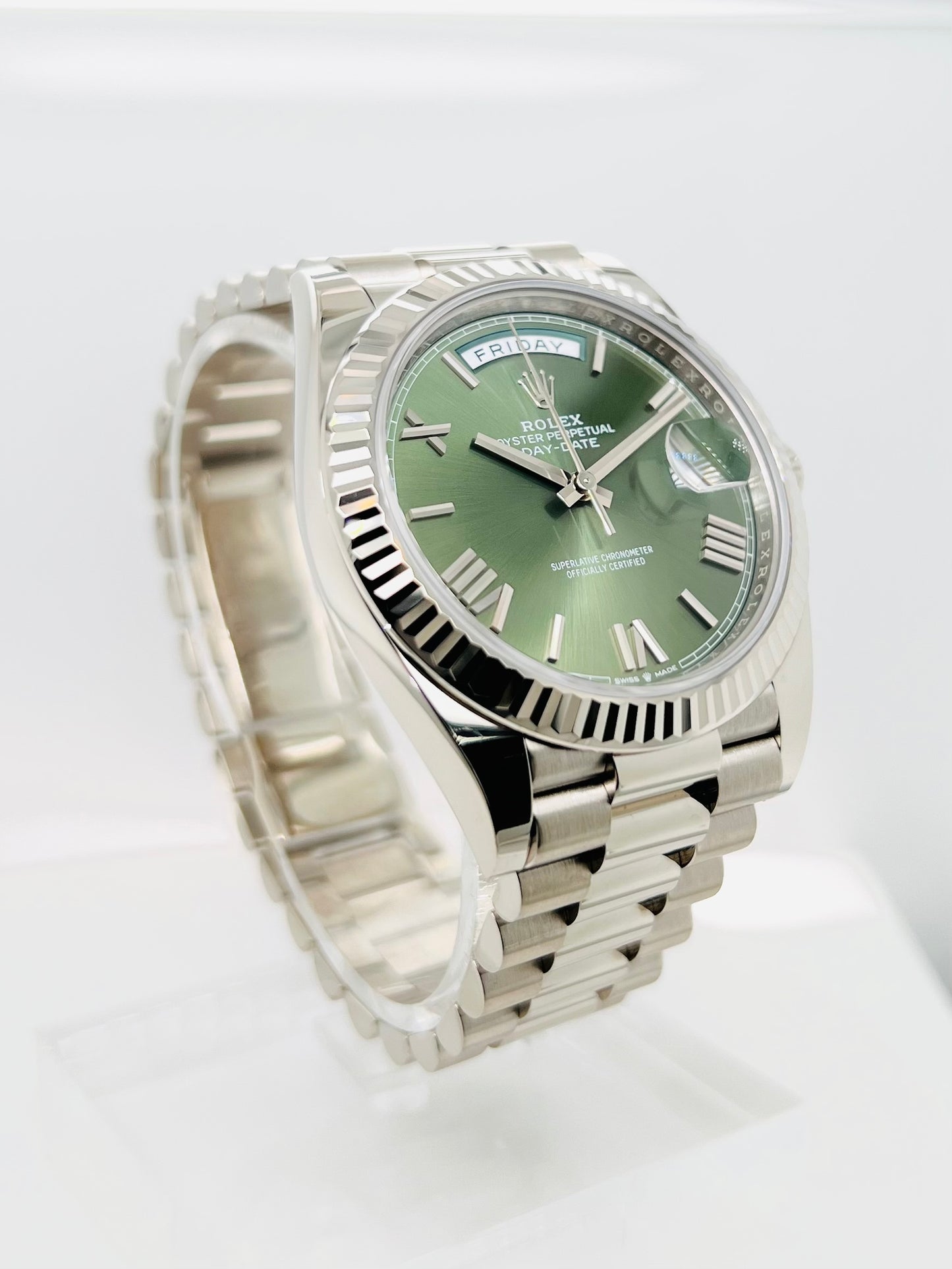 Rolex Day-Date 40 Green Dial White Gold Men's Luxury Watch Model #228239