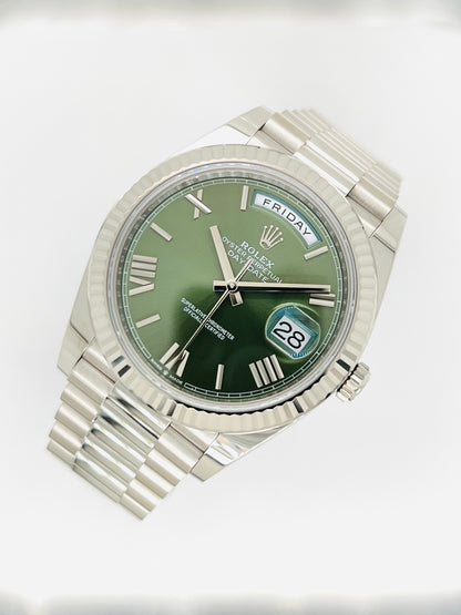 Rolex Day-Date 40 Green Dial White Gold Men's Luxury Watch Model #228239