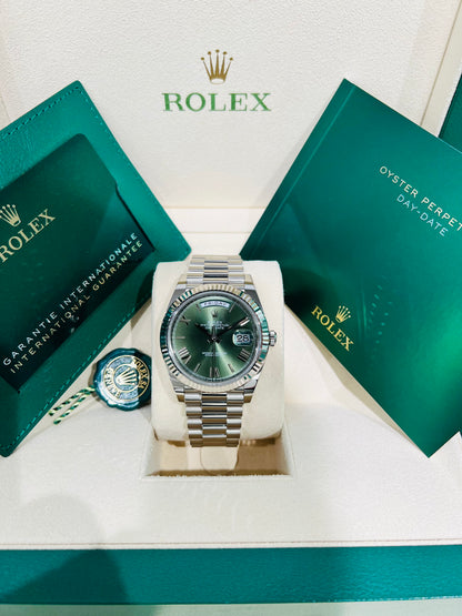 Rolex Day-Date 40 Green Dial White Gold Men's Luxury Watch Model #228239