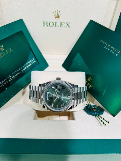 Rolex Day-Date 40 Green Dial White Gold Men's Luxury Watch Model #228239